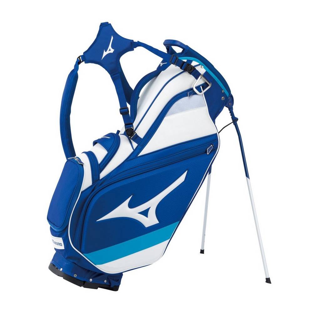 Bolsa Mizuno Tour 14-Way Stand Hombre Azules/Blancas Baratas TXFI-02918